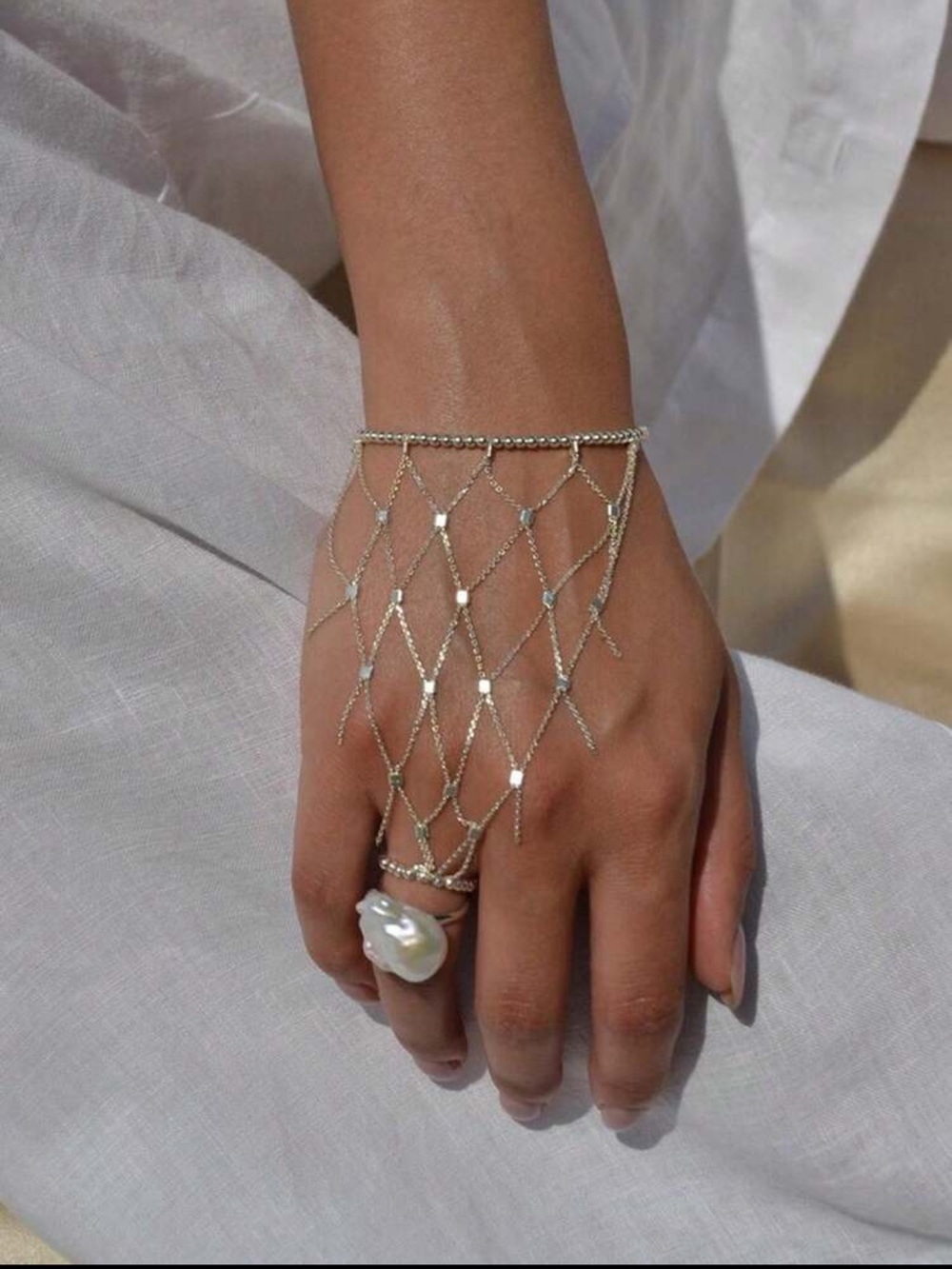 Silver hand chain